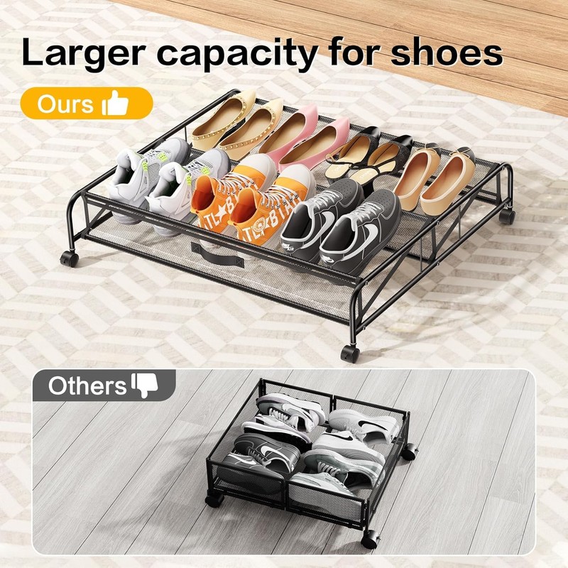 Under Bed Shoe Storage Organizer,1 Pack Shoe storage with Wheels