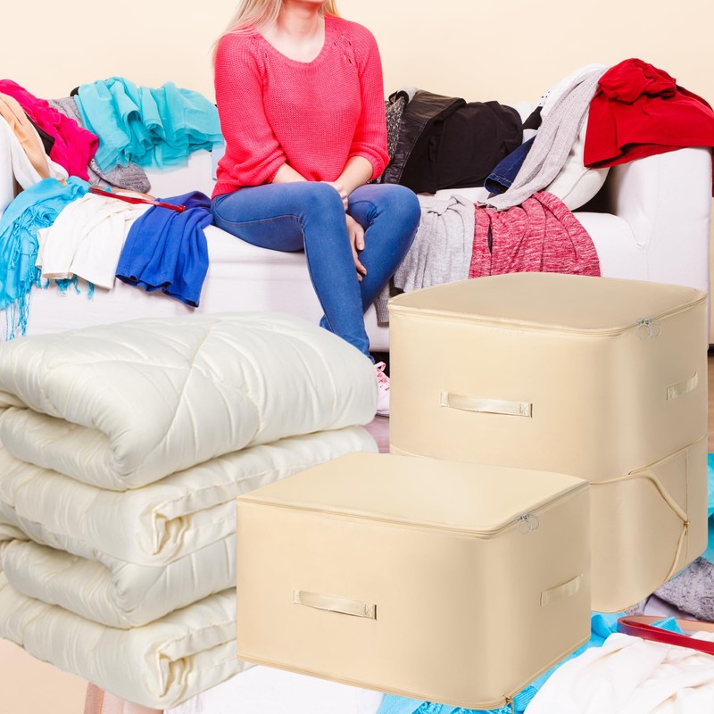 VOKABY Pack of 2 Storage Bags for Duvets, Clothes Storage,