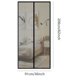 36"x82" Magnetic Screen Door Fits Door Size 34"x80",Walk Through Easily,Moustiquaire Magnétique,Black Mesh Door Screen,Mesh Net Closure with Automatic Block,Keep Bugs Out,Mosquito Patio Door Curtain