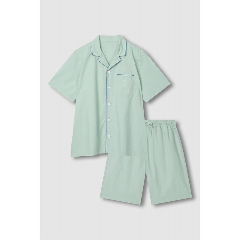 JAJU [JAJU] Men's 60s Cotton Line 5-Part Pajama Set_Mint