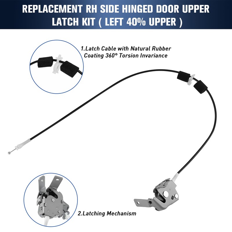 Replacement Door Upper Latch and Cable Assembly Compatible for Ford