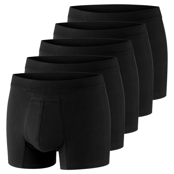 PROTECHDRY Washable Urinary Incontinence Cotton Boxer Brief Underwear for Men with Front Absorbent Area, Black Small - 5 Pack (Buy 4 GET 1 Free)