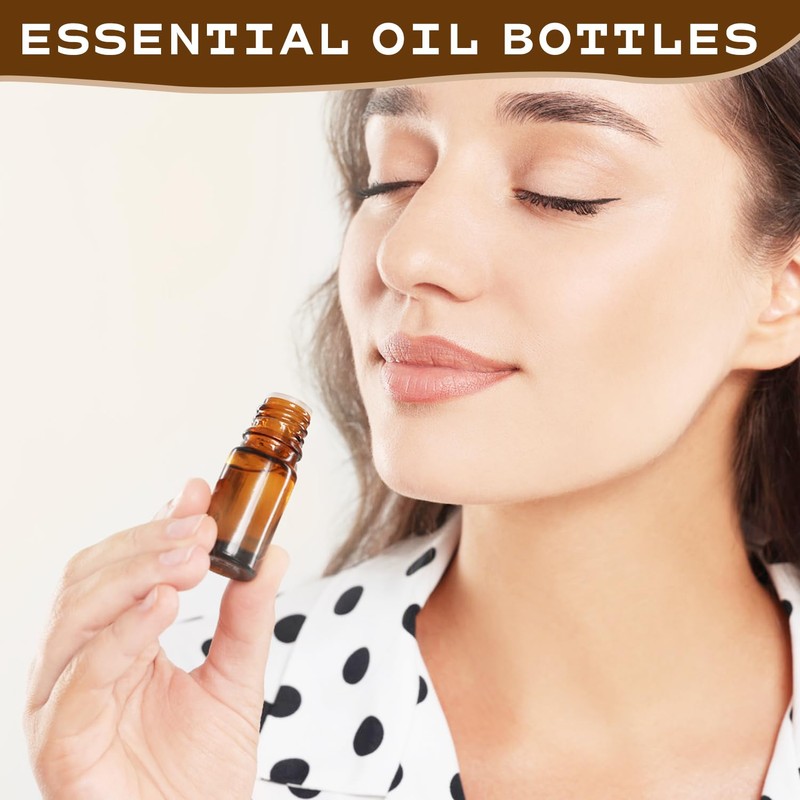 30 Pcs 10ml/0.34oz Glass Essential Oil Bottle Brown Refillable Container