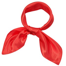 SATINIOR Chiffon Scarf Square Neck Scarf Handkerchief Retro Satin Ribbon Neckerchief for Women(23.6 x 23.6 Inches,Red)