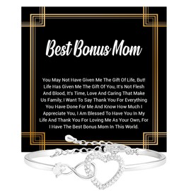 KOLSTRAW To My Best Bonus Mom Infinity Heart Bracelet, Step Mom Jewelry Present, Thoughtful Gift Second Mother Unbiological On Mother's Day Birthday Christmas With Heartfelt Message & Elegant Box #3