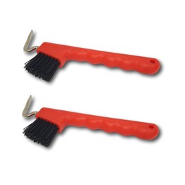 Hoof Pick for Horses Donkey Goat Hoof with Extra Stable Brush and Ergonomic Handle (2 x Red)