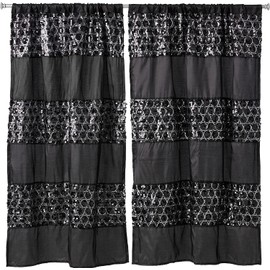 Zahari Home Sinatra Window Curtain Stylish Bathroom Window Curtain,36" x 54" Each, Set of 2, Black