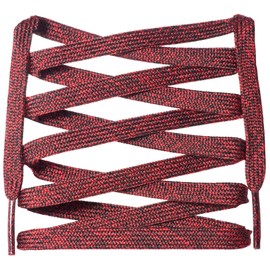 LitLaces - Multi Colored Flat Shoe Laces Soft Triple Threaded Lightweight (Red, 45")