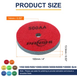 sourcing map Diamond Sponge Polishing Pads Set 4" Dia Emery Sand Fiber Polishing Pad Wet Use Buffing Pad for Stone Concrete Marble Grinder Polisher Buffing Wheel, Multicolor