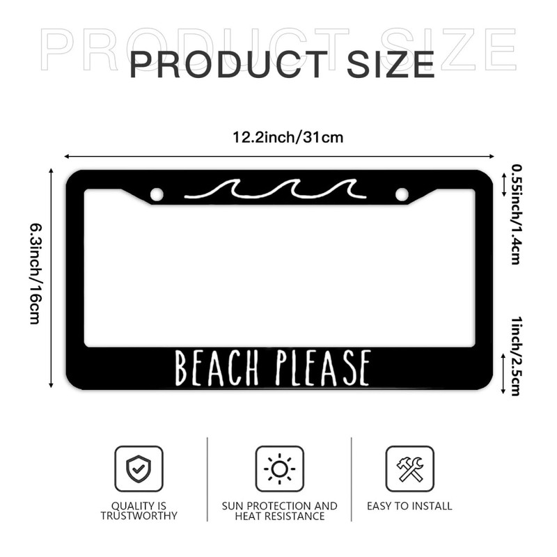 Totedih Beach Please License Plate Frame Rust Proof, Rattle Proof,