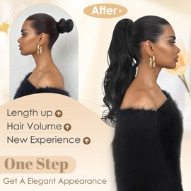 Benehair Claw Clip in Ponytail Hair Extensions 18 Inches Long Curly Wavy Ponytail Extensions Synthetic Ponytail Blonde Hair Pieces for Women(Blonde, 140g)