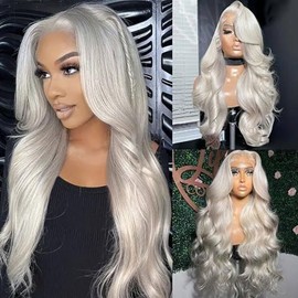 TATALING 13X6 Grey Silver Lace Front Wig