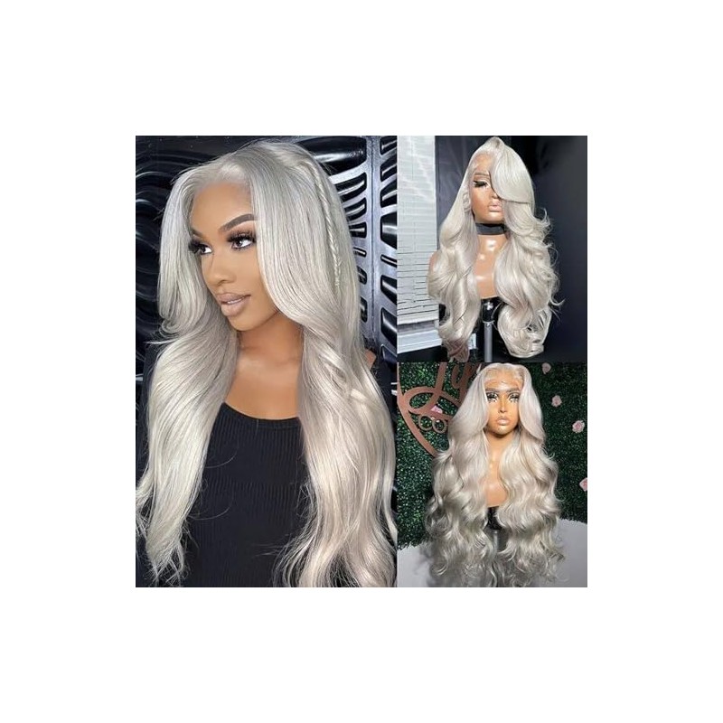 TATALING 13X6 Grey Silver Lace Front Wig