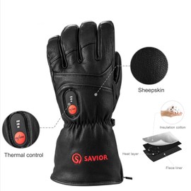 SAVIOR HEAT Heated Gloves for Men Women, Rechargeable Electric Heated Gloves, Heated Skiing Gloves and Snowboarding Gloves