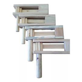 Set 4 Matracas Madera Natural Chicas Fiesta Partidos
