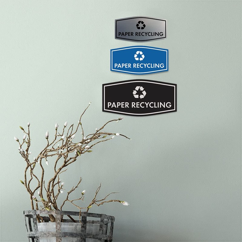 Fancy Paper - Letrero de reciclaje (plata cepillada), tamaño pequeño
