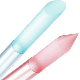 Curvlife 2-Pack Glass Cuticle Pushers with Leather Cases, Crystal Nail File Sticks for Cuticle Remover & Nail Care, Washable Reusable Manicure Tools for Natural & Acrylic Nails