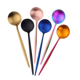 6-Teiliges Besteck set Suppenlöffel, Lang 21.1 cm, Gemischte Farbe Esslöffel Edelstahl 18/8 Löffel, Tafellöffel, spülmaschinengeeignet