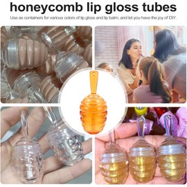 Tubo de Brillo de Labios 20 Piezas Forma de Panal, Plástico Marrón Envases para Lip Gloss Forma de Panal, Recargables Buen Sellado, para DIY y Viaje