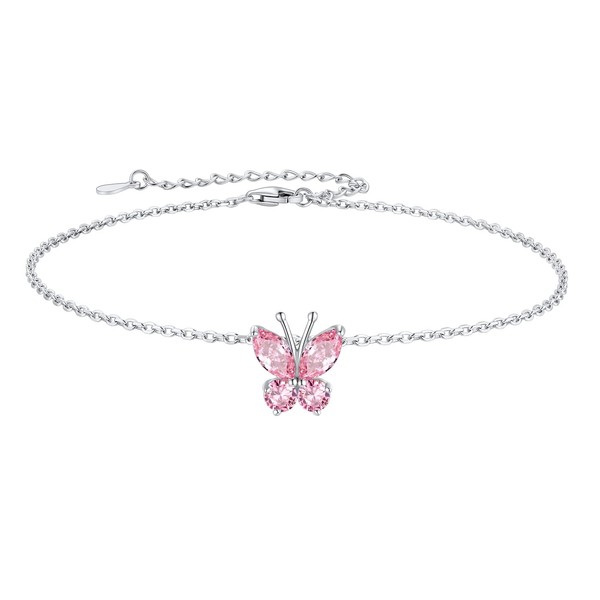 SILVERCUTE Ankle Bracelets for Women Girls Sterling Silver October Birthstone