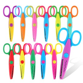 12 Pcs Safety Scissors, Plastic Craft Scissors,Decorative Paper Edge Scissor,Children Serrated Scissors, Zig Zag CutScissors.Great for Kids, Teachers, Crafts, Scrapbooking, DIY Projects