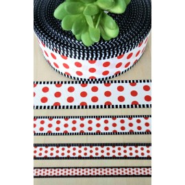 5/8, 7/8 & 1.5" (1 YD) Red Polka Dot Grosgrain Ribbon Valentine Themed - 1.5 inch