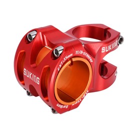 CYSKY MTB Stem 35mm Handlebar Clamp with Spacer for 31.8 mm Bar Clamp, Length 35mm 50mm Short Bike Stem Handlebar Stem Riser for All Mountain, MTB, Downhill (Red, Length 35mm)