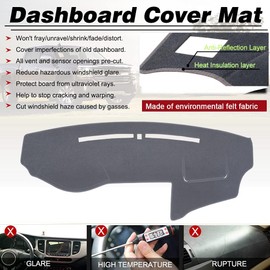 BLIBLIUNIT Dash Cover Mat Custom Fit for Hyundai Sonata 2009 2010 with Cutout for Sensor, Dashboard Cover Pad Protector (09-10 Dark Gray)