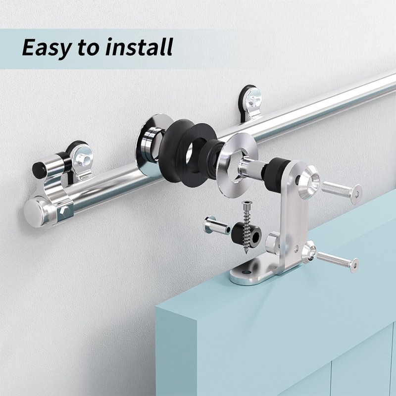 AONAYIOA 6FT Top Mount Sliding Barn Door Hardware Kit, Stainless