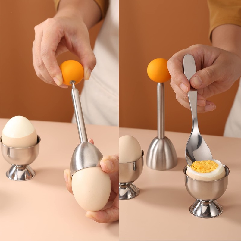 MOLFUJ Egg Cups for Soft Boiled Eggs with Spoons, Egg