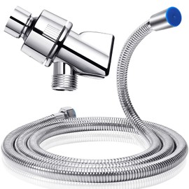 Shower Hose with Shower Arm Bracket,69 inch Stainless Steel Shower Hose Replacement,Adjustable Handheld Shower Arm Holder Shower Head Holder,Flexible Shower Head Hose and Holder with Brass Ball,Chrome