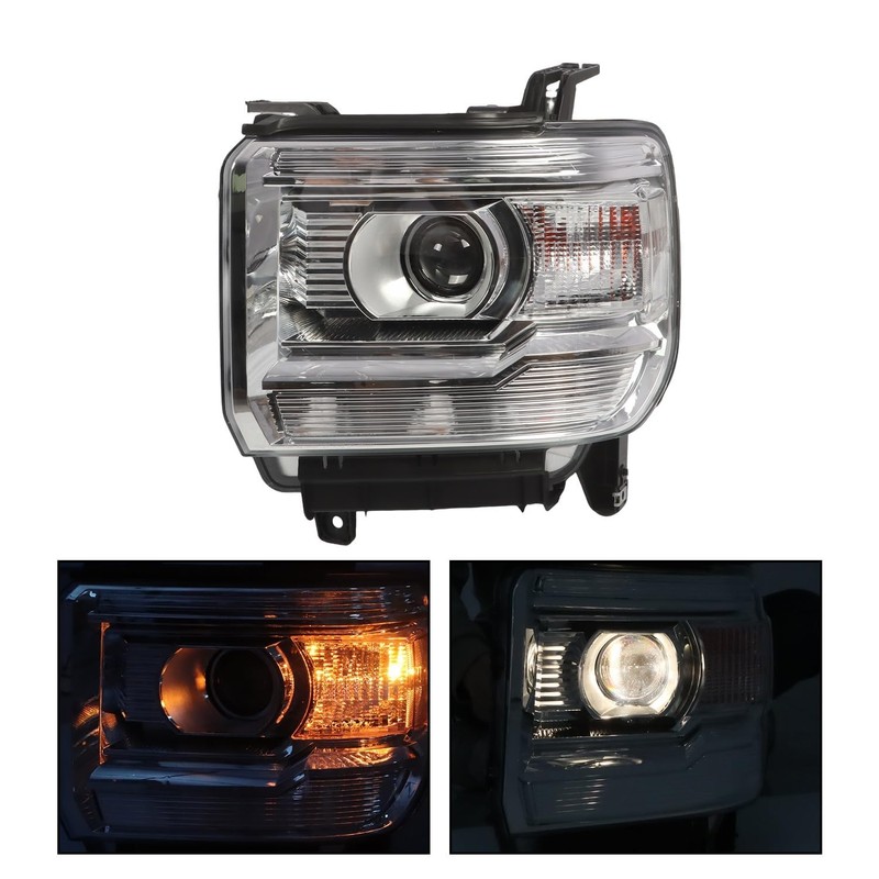 Left+Right Headlights Assembly Compatible with 2014-2019 Sierra 1500 2500HD 3500HD
