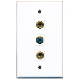 RiteAV - 1 Port RCA Blue 2 Port Banana Speaker Wall Plate