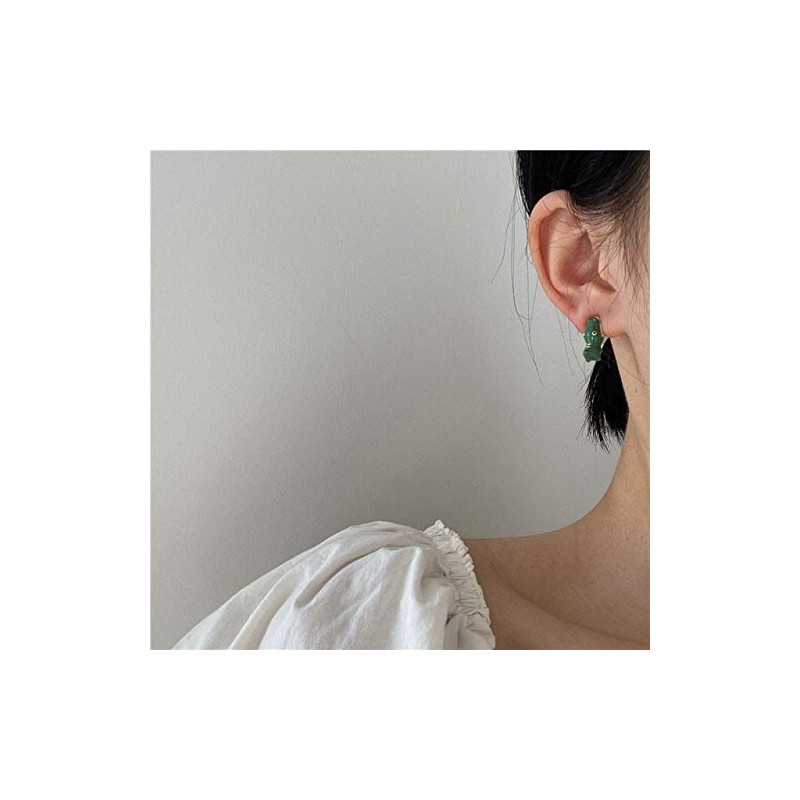 Divertidos aretes de dinosaurio con diseño de dinosaurio verde con