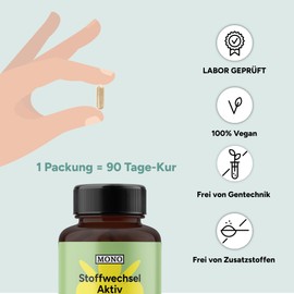 MONO Metabolism Active – 90 Capsules – with Vitamin B6 & B12 – Natural Metabolism Booster