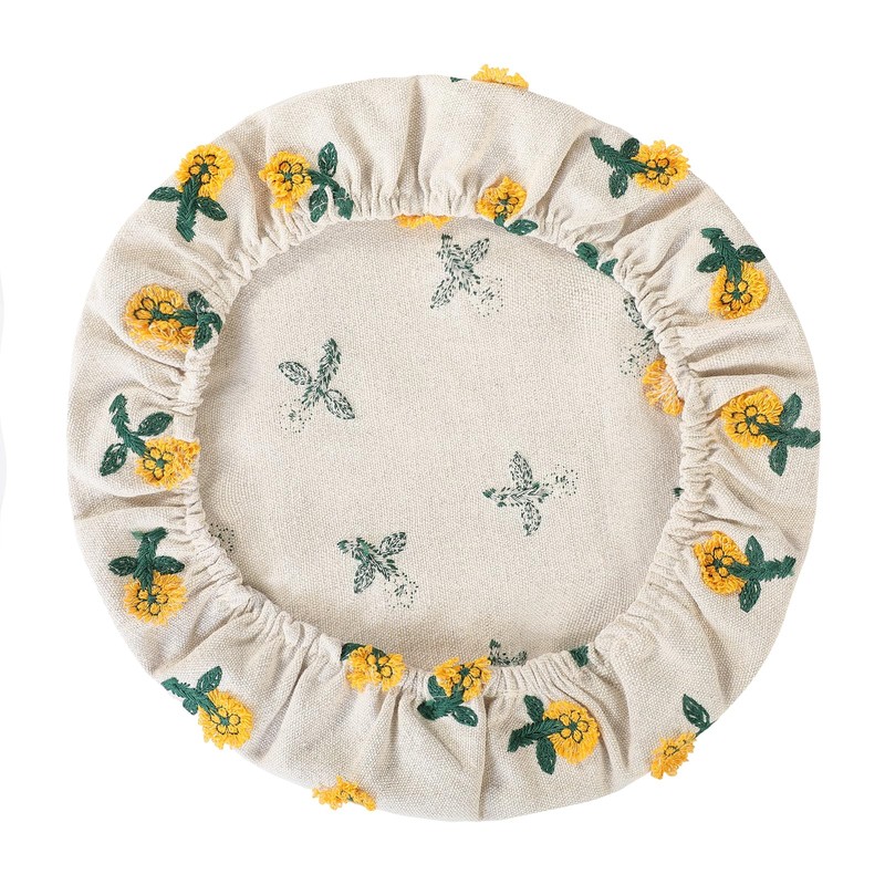 Reusable Bowl Covers for Bread Proofing Baking Embroidered Daisy Linen