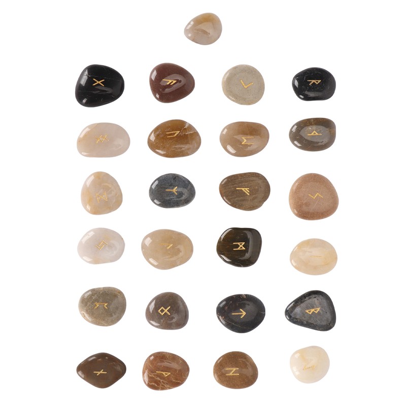 25pcs Rune Stones Set Good Luck Eliminate Negativity Lightweight Divination