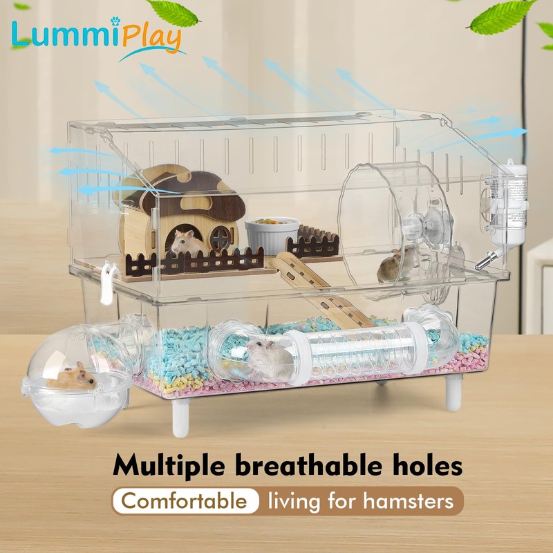 8 in 1 Acrylic Hamster Cage with all accessories,2-Layer Hamster