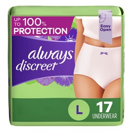 Discreet, Incontinence Underwear, Maximum Classic Cut, Large, 17 Count
