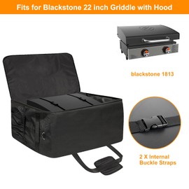 tonhui 22 Inch Griddle Carry Bag Fits for Blackstone 1813 Tabletop Griddle 22" with Hood, Portable Outdoor BBQ Grilling Carry Bag Grill Accessories, 600D Heavy Duty Storage Tote (Bag Only)