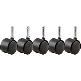 Shepherd Hardware 8741E Furniture Casters 2 inch Office Chair Caster, Twin Wheel, 7/16 inch Stem Diameter, 75-lb Load Capacity, 5 Pack , Black