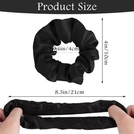 WLLHYF Pack of 2 Scrunchy Hair Bobbles Strong Elastic Black Headbands No Damage Ponytail Holder Fashion Beautiful Hair Accessories for Girls Women Teens (Black)