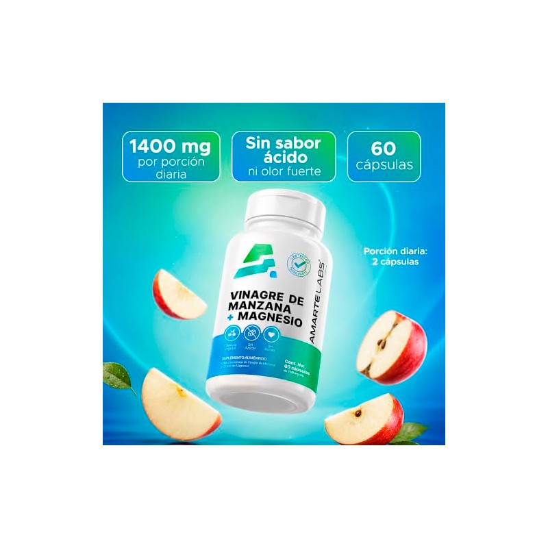 AMARTE LABS Citrato de Magnesio Vinagre de Manzana 60 Cápsulas