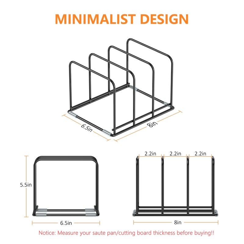 KORRTFID Kitchen Cabinet Organizer, 2PSC Steel Cookware Holder, Divided Holder