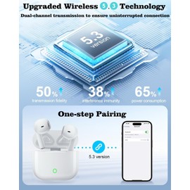 Wireless Earbuds,Bluetooth 5.3 Headphones In Ear with Noise Cancelling Mic,36H Playtime True Wireless Earphones HiFi Stereo Deep Bass,IPX8 Waterproof Touch Control Bluetooth Earbuds for Android IOS