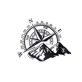 CADANIA Car Sticker 48 x 34 cm Compass Rose Black Vinyl Minimalist Navigate Car Truck Laptop Car Door Hood
