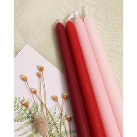 Viyffo Taper Candles 12 Inch Red Set of 20 Unscented, Dripless, Smokeless Long Tall Tapered Candlesticks Wedding Home Decor Dinner Natural Color Series