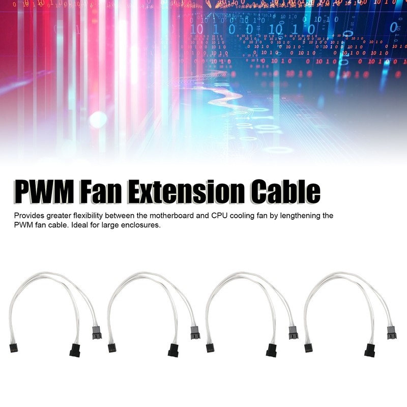 4pcs PWM Fan Extension Cable 4 Pin Silver Coated Copper