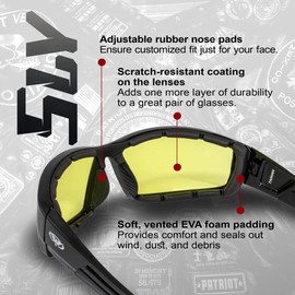 Global Vision Sly Yellow Foam Padded Motorcycle Sunglasses for Bikers Moped ATV Quad