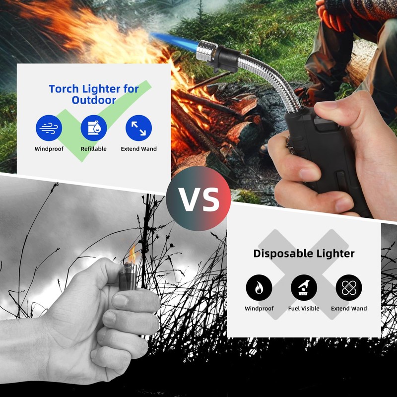 Navpeak Torch Lighter Flexible Wand Telescopic Windproof Jet Flame Lighters